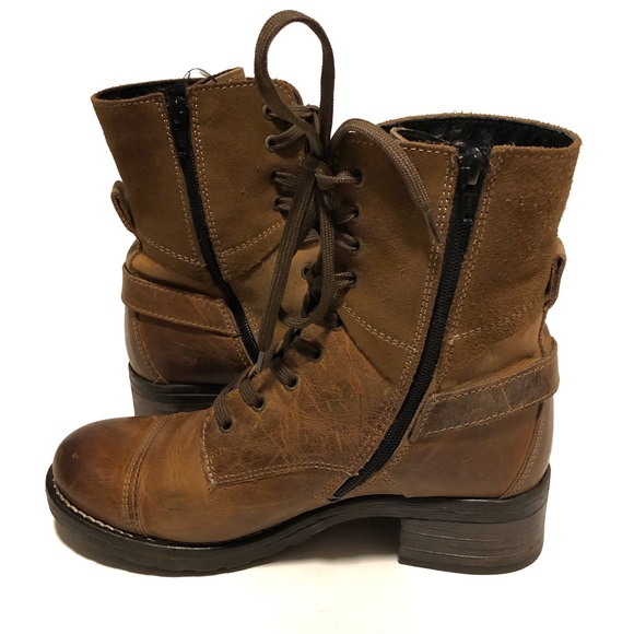 Taos Crave Golden Tan Leather Combat Boots - Picture 6 of 9